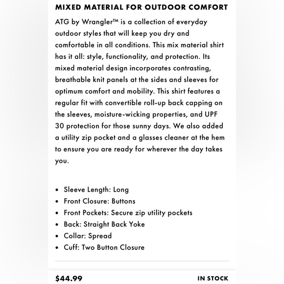 Wrangler Men's ATG Regular Fit Long Sleeve
Button Down Shirt In Gray Sz 2XT - Picture 8 of 15